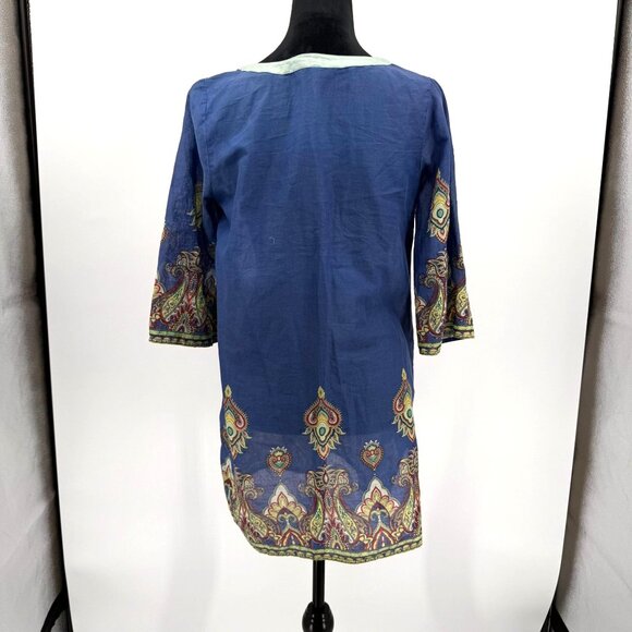 Old Navy Tunic Dress Womens S Blue Paisley Beach Cotton Y2K Lightweight Cover up - Picture 8 of 8
